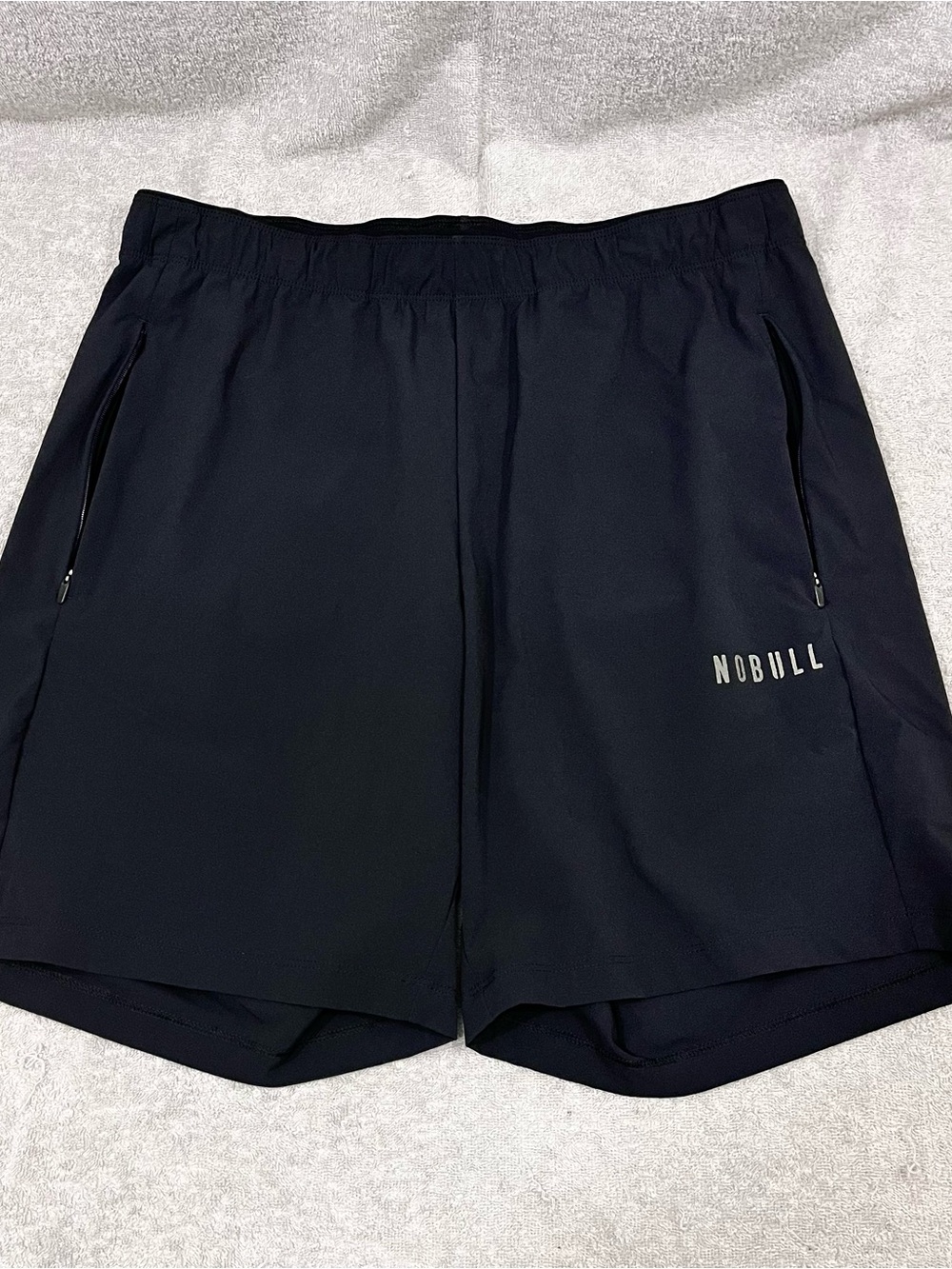 NOBULL Shorts Mens Medium Black Athletic Training Lightweight Stretch Zip Pocket